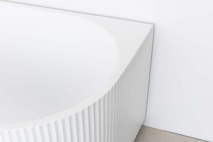 Hoekbad Chris mat wit geribbeld links 170x80cm