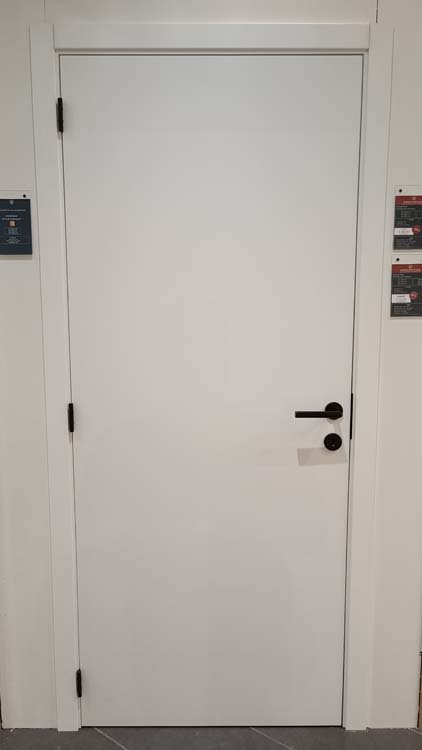 Porte intérieure complète Palladium blanc mat 201,5x63cm alvéolaire réversible + châssis 16,5cm