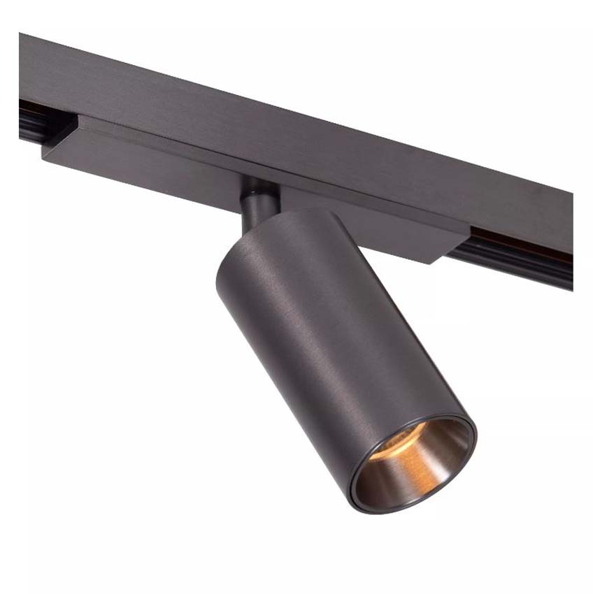 Lucide Premium Linial Bix Railspot - Système de rails monophasé / Éclairage rail intelligent - 48V - 1xLED Dimmable - Mat Noir Chrome