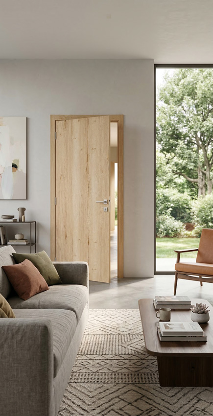 Porte intérieure complète Nature Wood chêne 201,5x73cm tubulaire vertical réversible + châssis 16,5cm