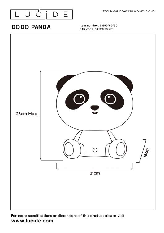 Lampe de table panda - LED - 3W - 3StepDim