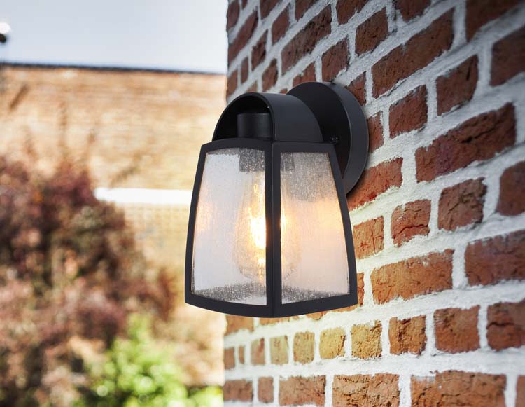 Buitenverl wandlamp retrofit E27 zwart 12x12x20cm