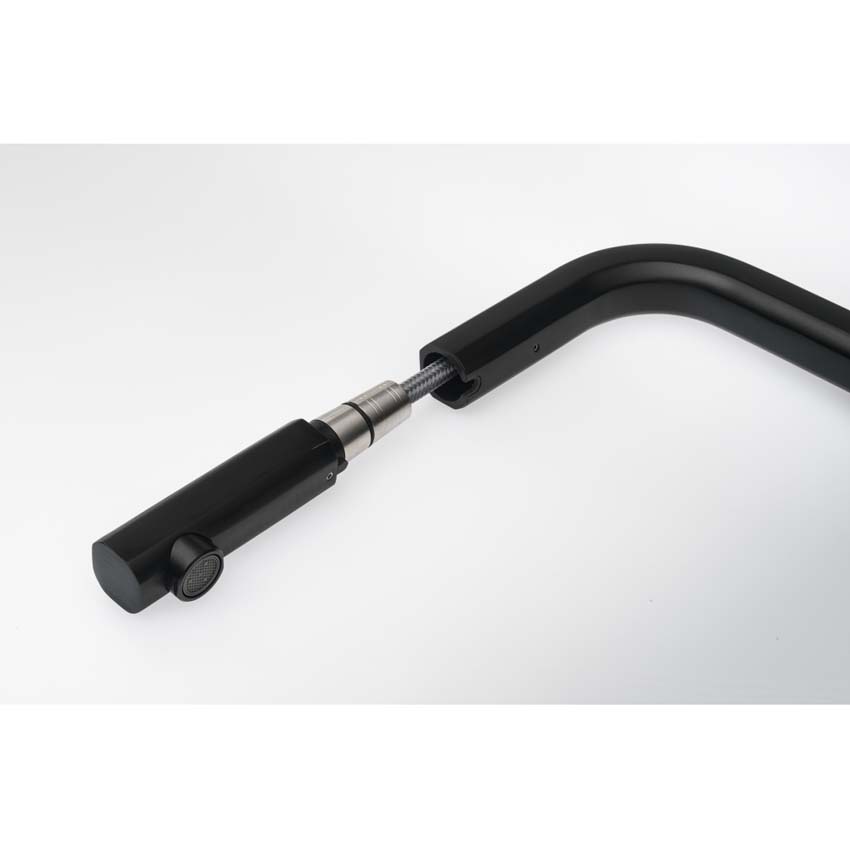 Keukenkraan Franke Mythos zwart met uittrekbare uitloop