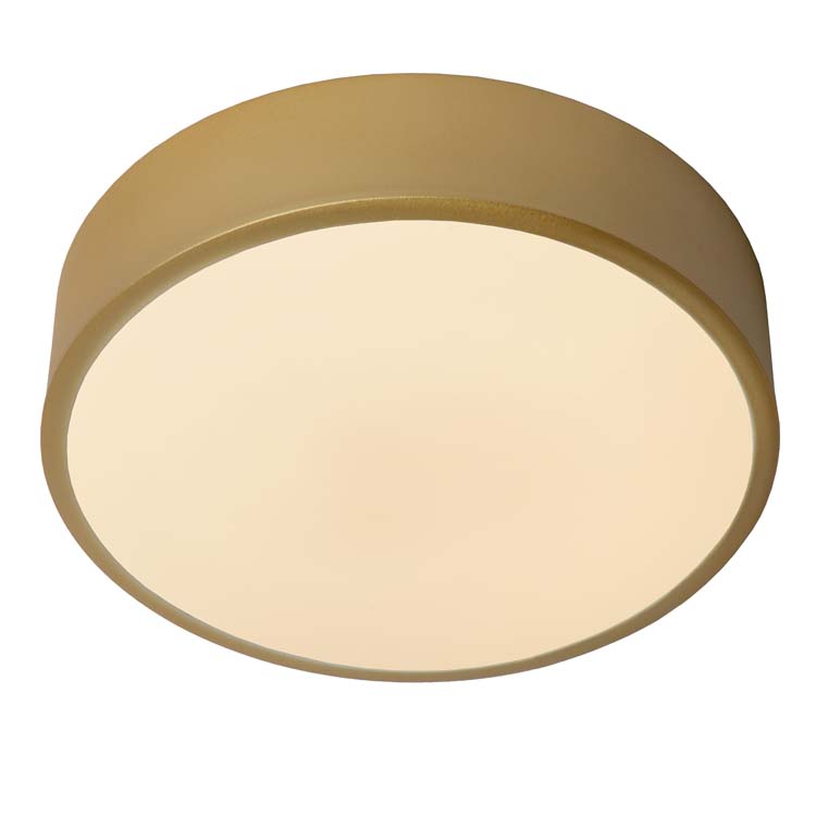 Lucide UNAR - Plafonnière - Ø 20 cm - LED Dimb. - 1x12W 2700K - 3 StepDim - Mat Goud / Messing