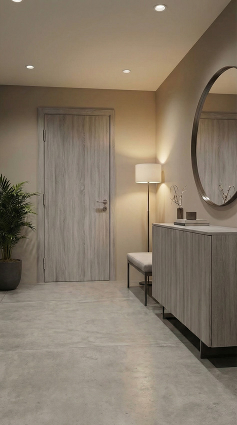 Complete binnendeur Reale Alpino grijze eik 201,5x78cm honingraat verticaal omkeerbaar + deurkast 16,5cm