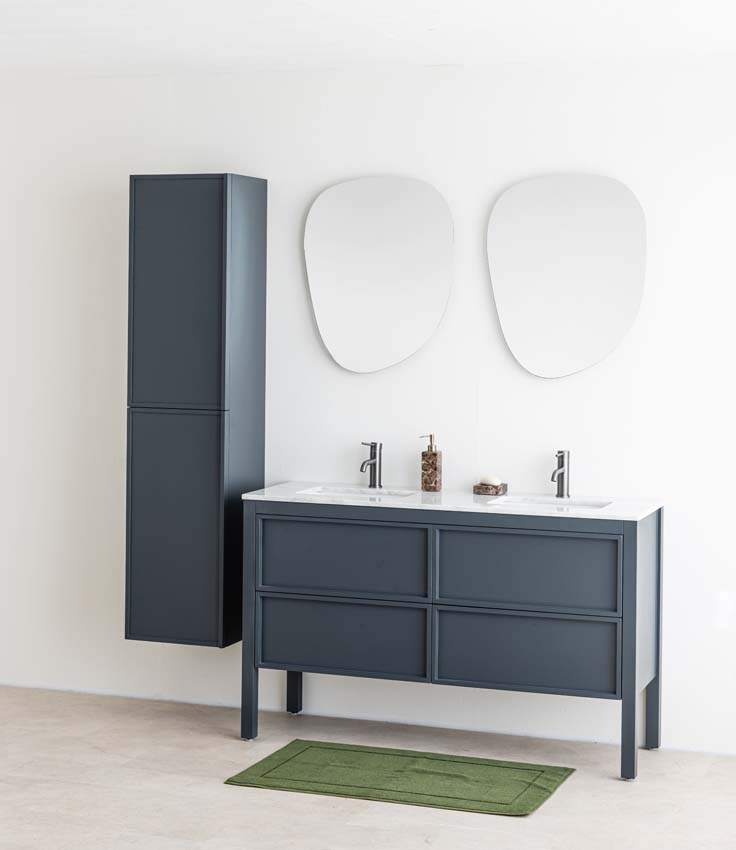 Badkamermeubel Fara antraciet staand met dubbele wastafel carrara 140cm