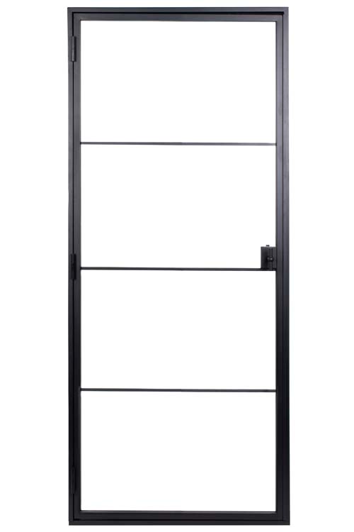 Porte intérieure simple en acier Black Glamour noir 4V poussant à droite sur mesure
