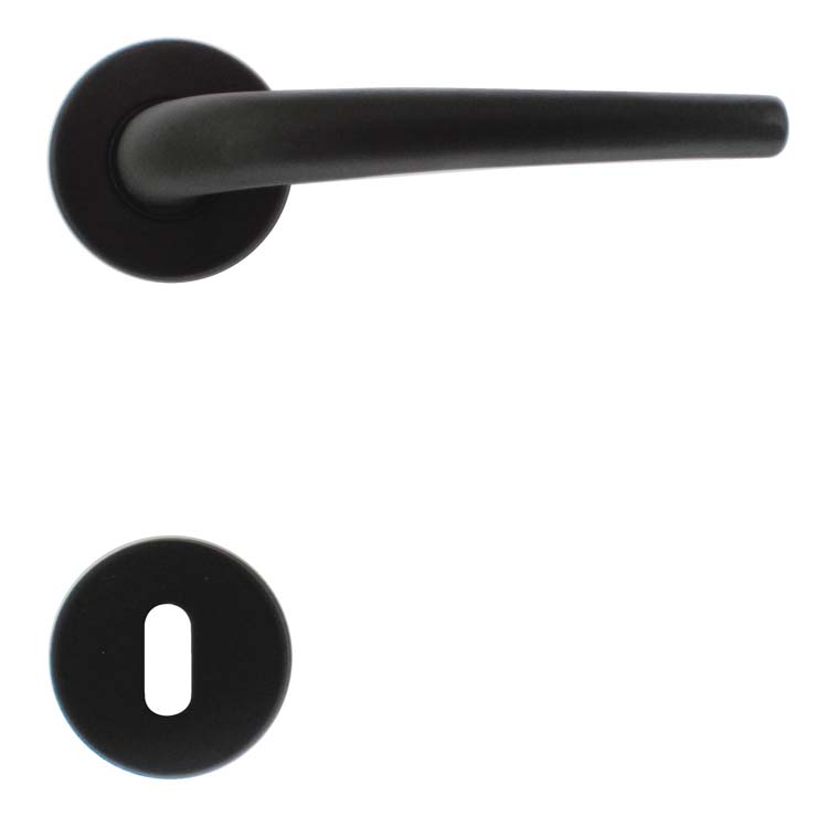 Poignée de porte pro ancona noir rosace barbe