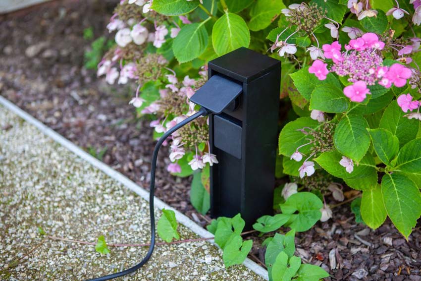 Lanterne - noire - H31 cm - IP54 - 2 prises