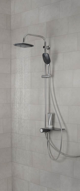 Set de douche avec planchet latérale Ayse chrome-anthracite Set de douche avec planchet latérale Ayse chrome-anthracite