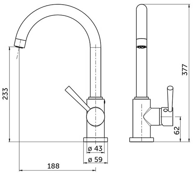 Keukenkraan Charlotte inox lage druk