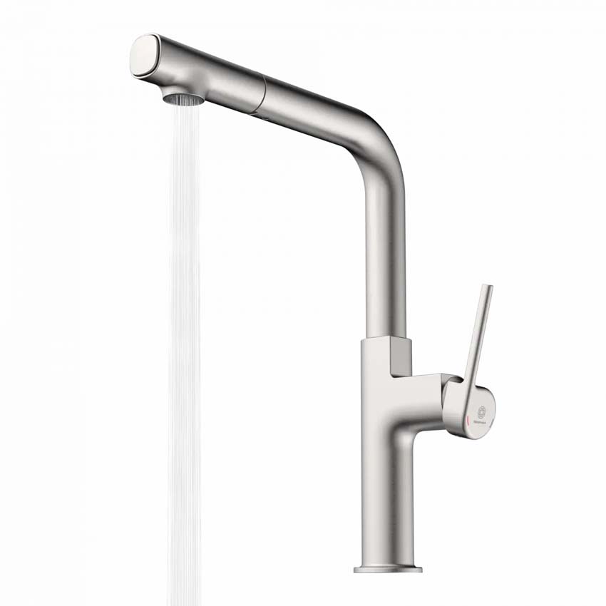Robinet de cuisine Wasserwerk WK 11 aspect inox avec bec extractible