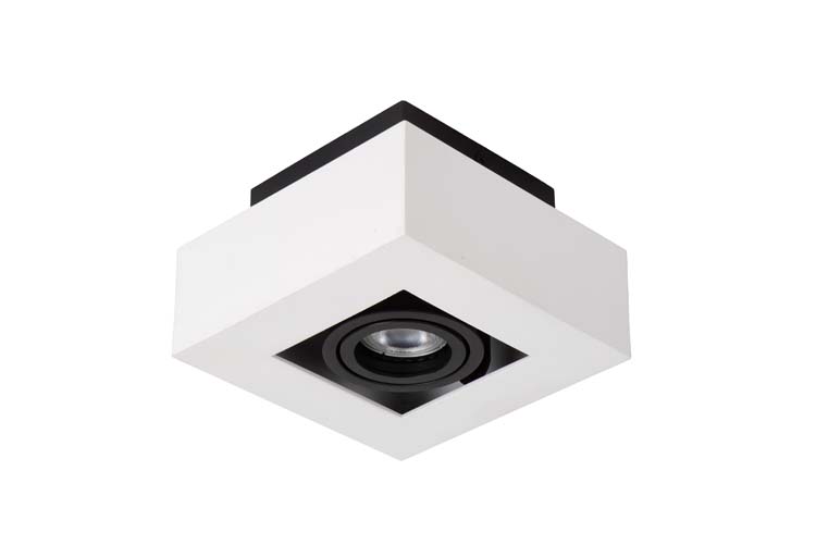 Plafondlamp - vierkant - wit/zwart - dimbaar - LED - GU10 - 5W - 2200/3000K