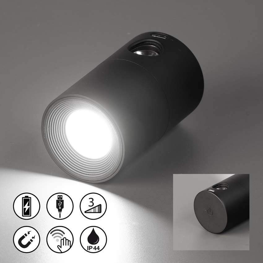 Mix&Match spotkop type L - zwart - 1.5W - 3000K - IP44 - met magneet