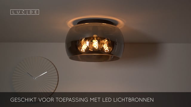 Lucide OLIVIA - Plafonnier - Ø 40 cm - 3xE27 - Fumé Lucide OLIVIA - Plafonnier - Ø 40 cm - 3xE27 - Fumé