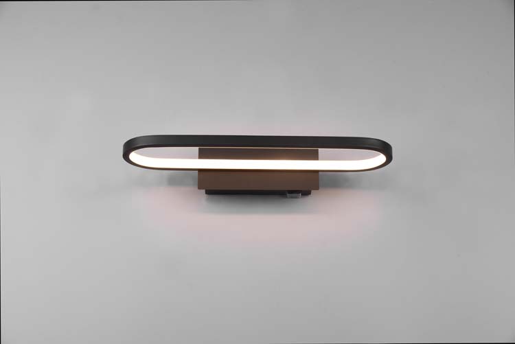 Ecl. salle de bains appl murale LED noir IP44 17W 1700lm