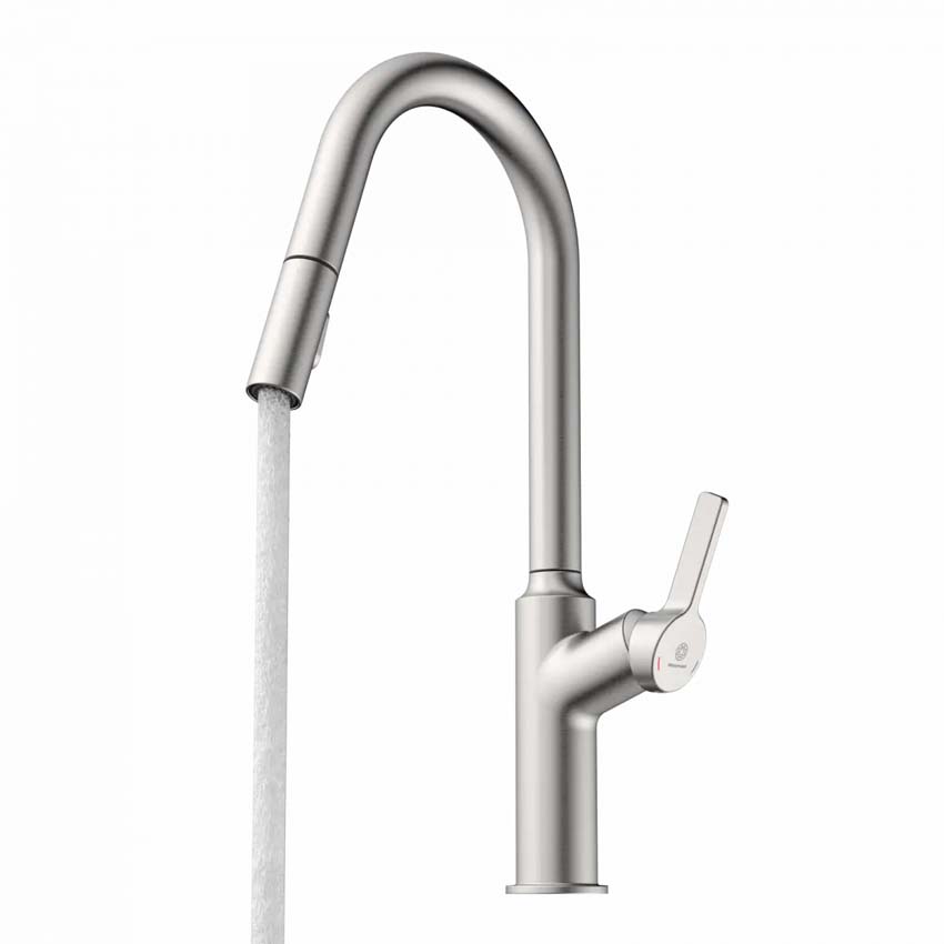 Robinet de cuisine Wasserwerk WK 12 aspect inox avec bec extractible