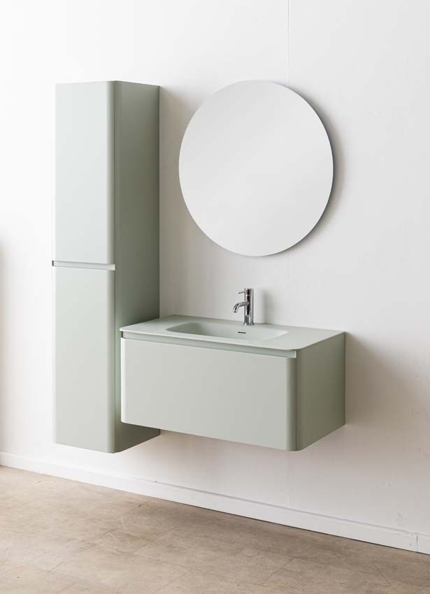 Meuble de salle de bain Austin menthe avec lavabo simple mat 90cm