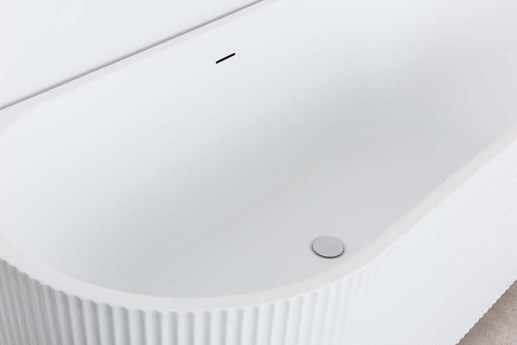 Hoekbad Chris mat wit geribbeld rechts 170x80cm