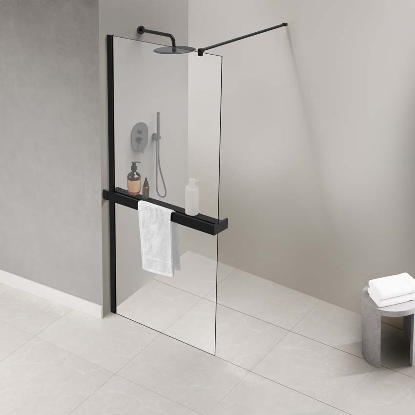 Porte-serviettes suspendu noir mat 160cm