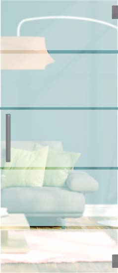 Porte intérieure vitrée complète mat + 4 lignes transparantes 73x201cm poignée carrée inox + charnières