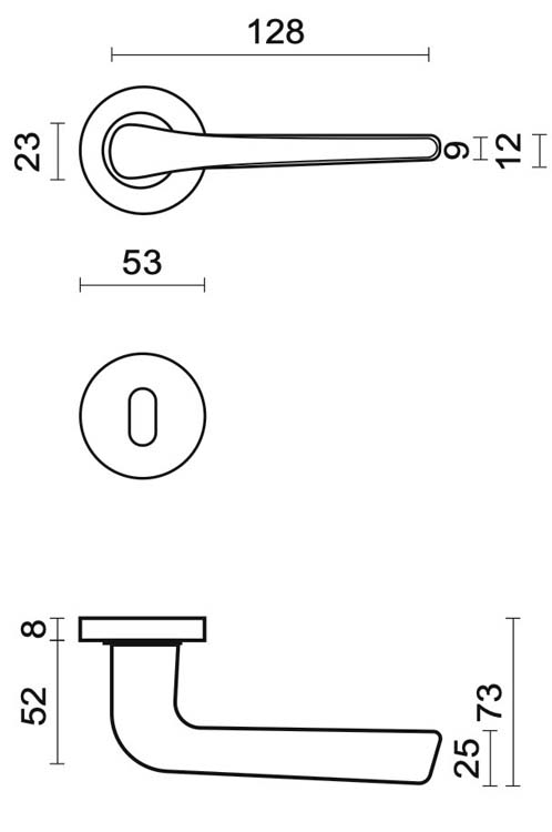 Deurklink pro Sipora zwart R+E 12.8 cm