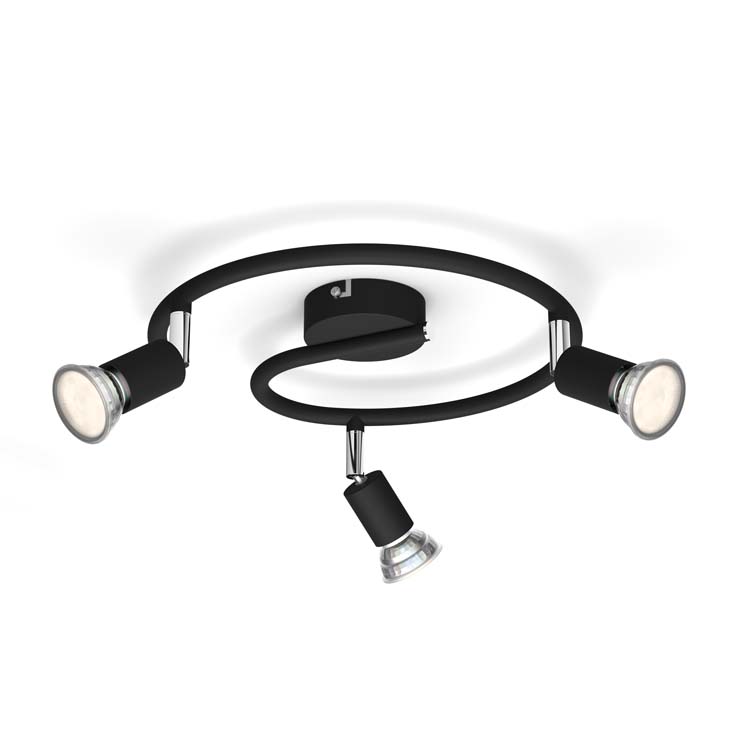 Opbouwspot Zwart 3x50W