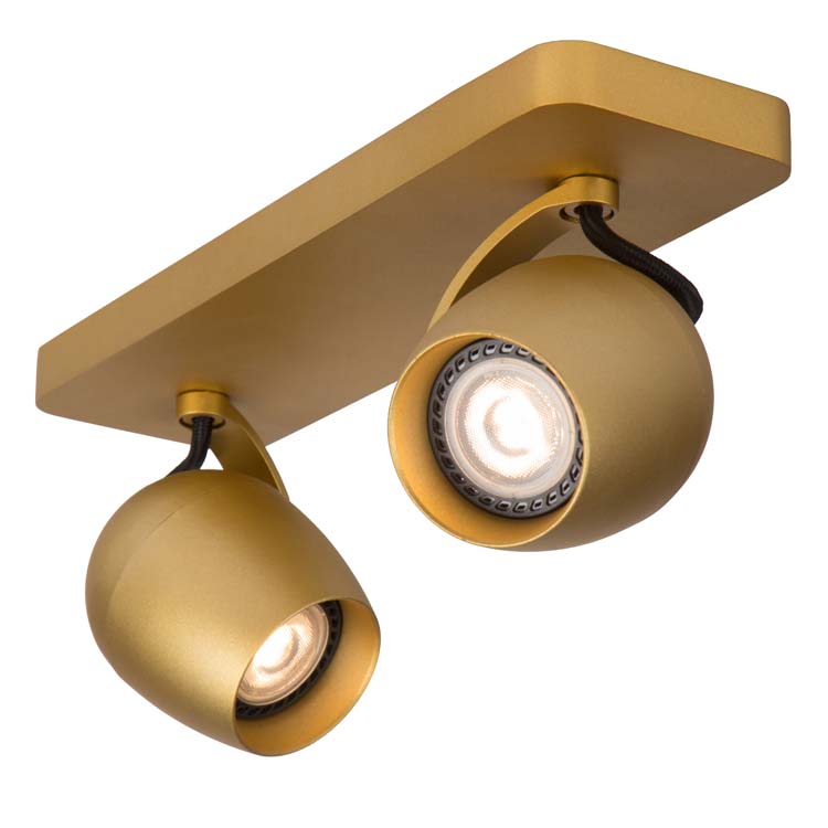 Plafondspot - LED Dim to warm - GU10 - 2x5W 2200K/3000K - Mat Goud / Messing