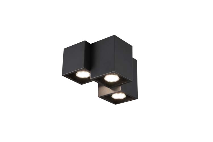 Plafonnière noir mate excl lampe LED possible  3 spots