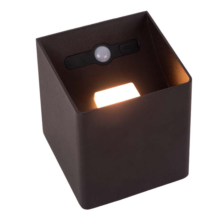 Wandlamp binnen/buiten - zwart - dimbaar - LED 1x6W - 2700K - IP54 - beweging- & dag/nacht sensor - oplaadbaar