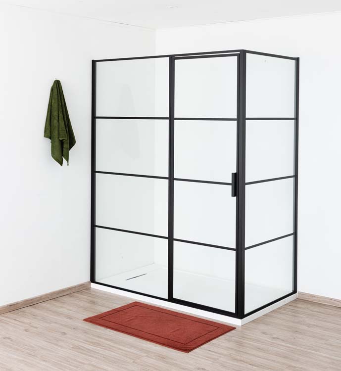 Porte de douche tournante avec partie fixe Ulysses noir 160x200cm