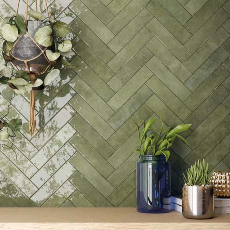 Groene wandtegels in keuken