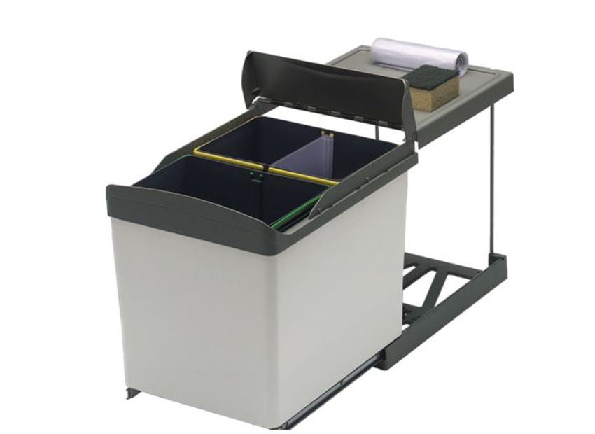 Inbouw afvalemmer 538 RVS 42L met deurmeenemer
