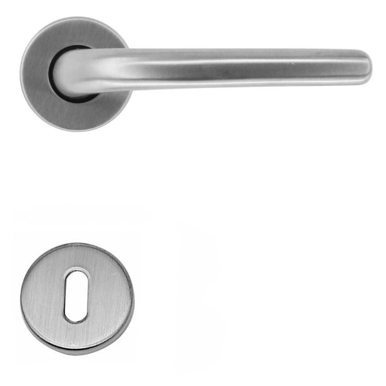 Poignée de porte ancona look inox rosace barbe