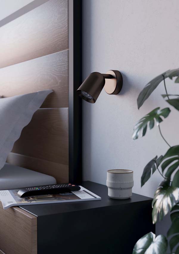 Applique murale - Bronze - Ø8xH11cm - Dimmable - GU10 - 1x5W