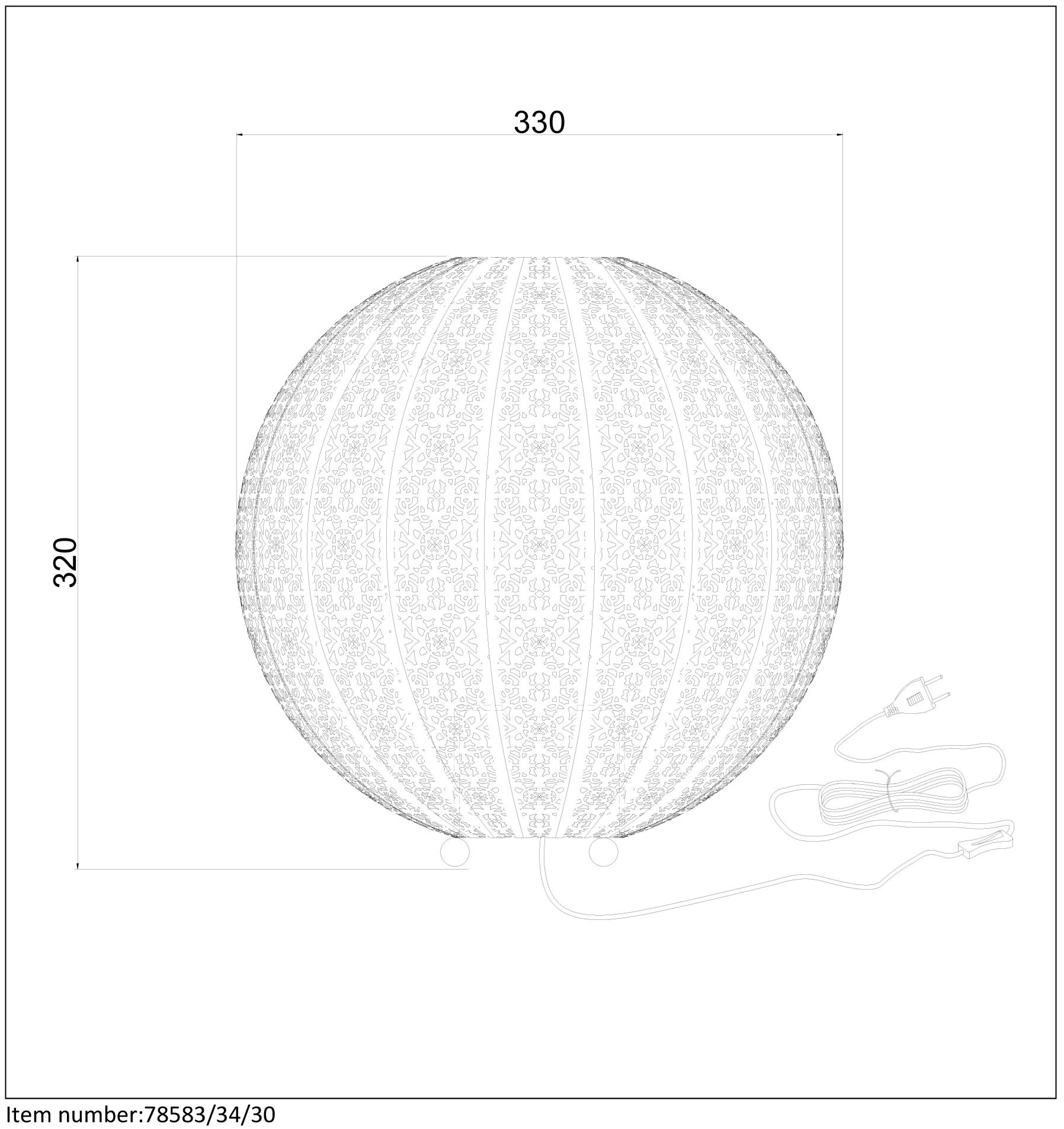 TAHAR Tafellamp E27 Ø34cm Zwart