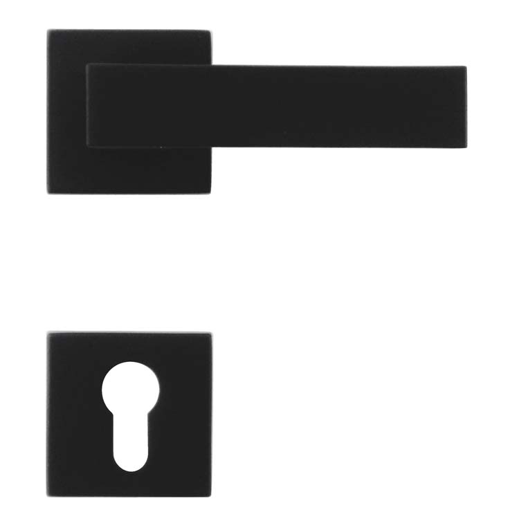 Poignée de porte pro todi noir rosace cylindre