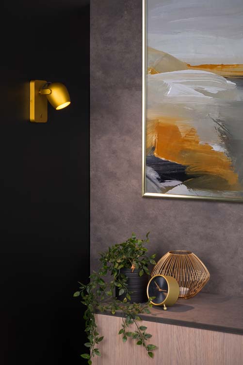 Spot mural - LED Dim to warm - GU10 - 1x5W 2200K/3000K - Or Mat / Laiton