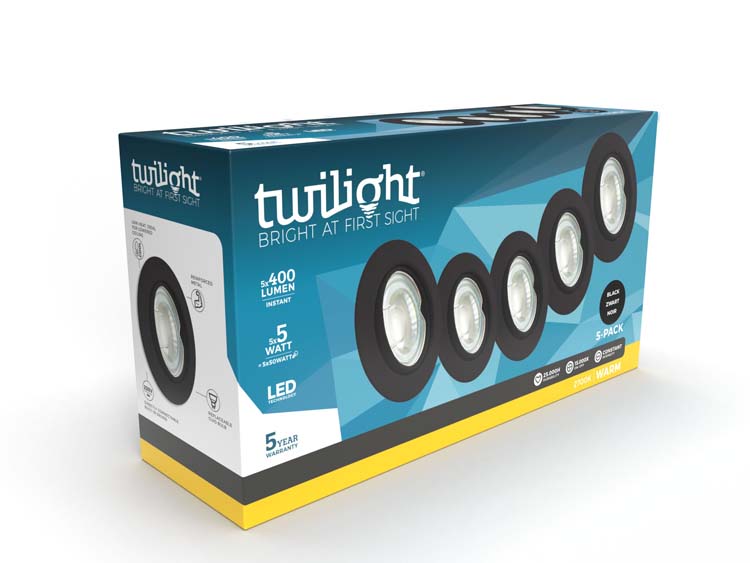 Spot à encastrer rond noir diam 64mm 5x5W GU10 400LM 2700k