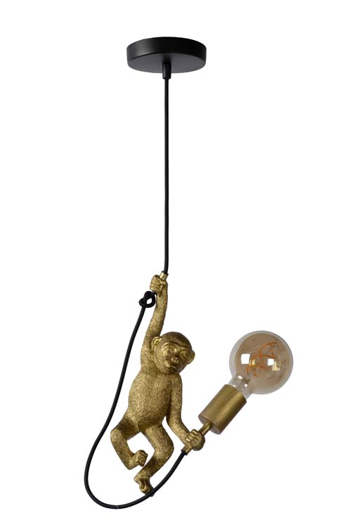 Hanglamp aap - zwart/goud - E27 - 40W