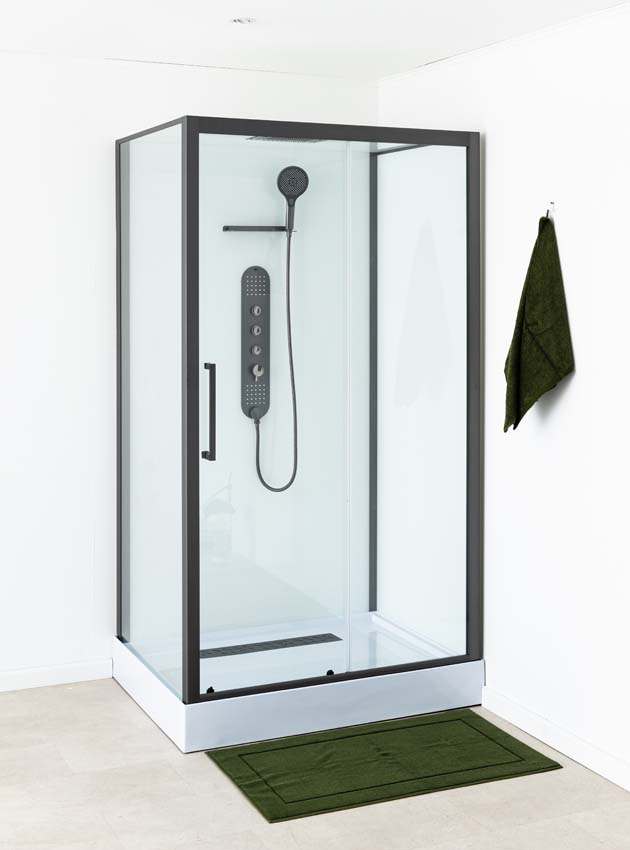 Cabine de douche Amani droite gunmetal porte coulissante 90x115x215cm