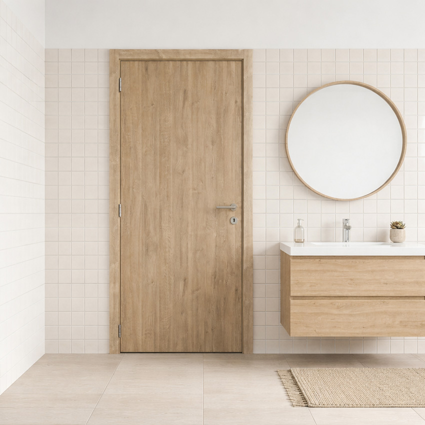 Porte intérieure complète Nalba chêne 201,5x63cm tubulaire réversible + châssis 16,5cm