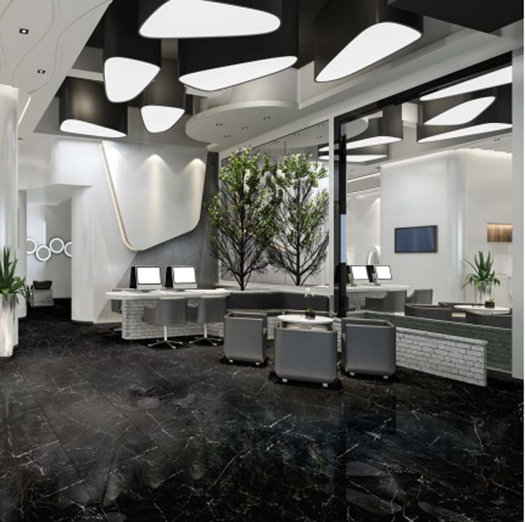 Carrelage de sol et mural Nero Marquina imitation marbre noir brillant 60x120cm