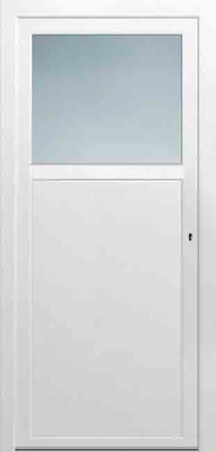 Porte extérieure PVC 1/3 verre structuré blanc 980x2180mm ouvrant à droite