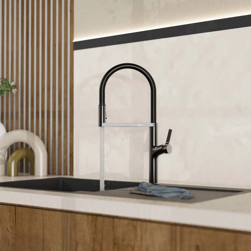 Keukenkraan Wasserwerk WK 2 mat grafiet met uittrekbare uitloop