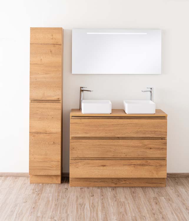 Badmeubel Daria eik goudbruin 1200 mm staand opbouwtablet melamine Badmeubel Daria eik goudbruin 1200 mm staand opbouwtablet melamine