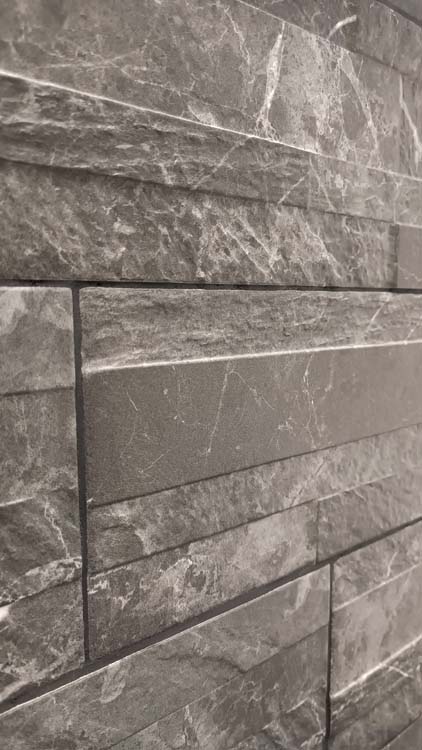 Wandtegel Katla steenstrip zwart 15x61cm