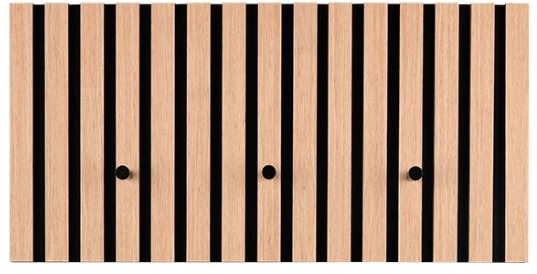 Kapstok eik naturel 60x30x7cm 3 haken