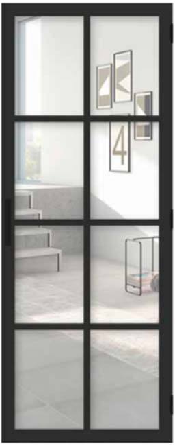 Complete deur 63cm steel look feeling 8R helder glas 201.5cm