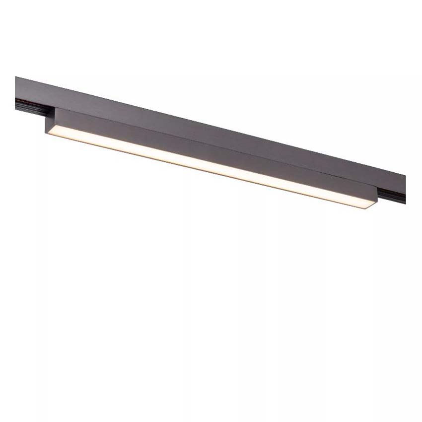 Lucide Premium Linial Glyx Railspot - Système de rails monophasé / Éclairage rail intelligent - 48V - 1xLED Dimmable - Mat Noir Chrome